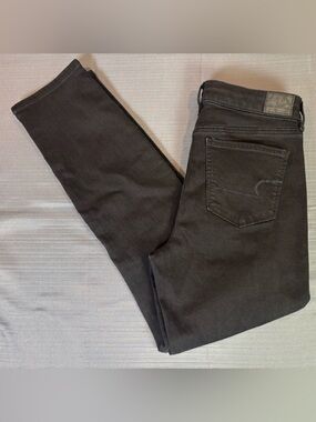 American Eagle Hi Rise Skinny Jeans Women’s 14 Black Stretch High Waisted Denim